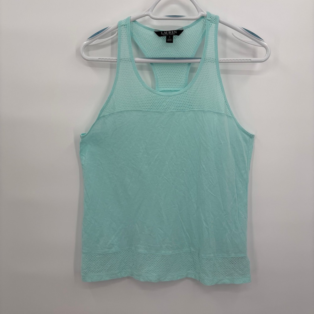 Lauren Ralph Lauren Womens Mint Green Mesh Racerback Active Tank Top Medium